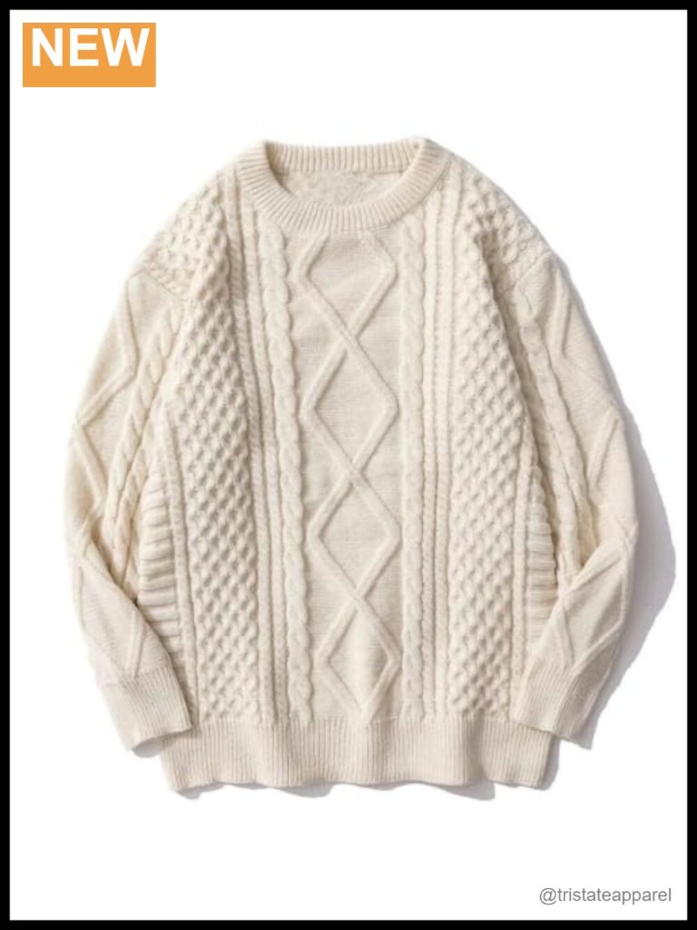 Women Chunky Cable Knit Crewneck Pullover Sweater Long Batwing Sleeve